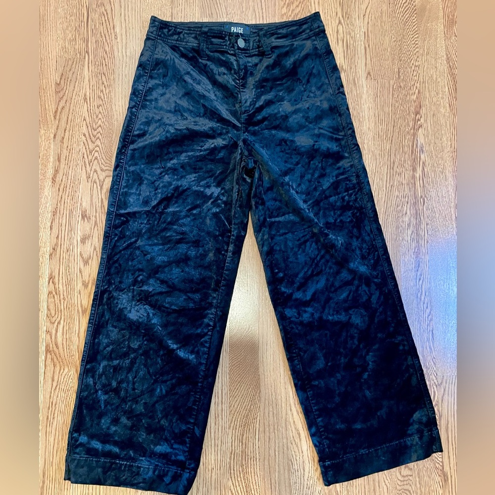 Paige Nellie Wide Leg Crop - Black Velvet Size 27